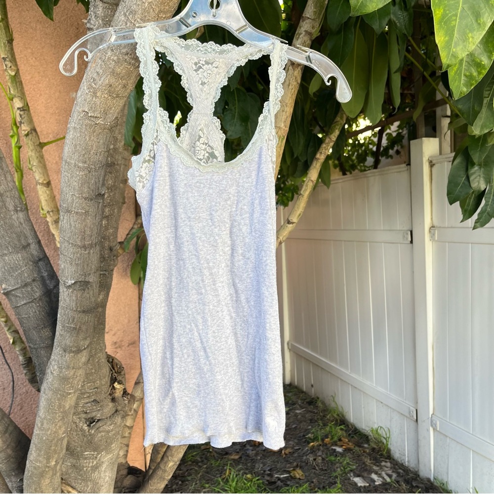 Abercrombie & Fitch Grey Tank Top With Lace Detailing  ! - Picture 2 of 14